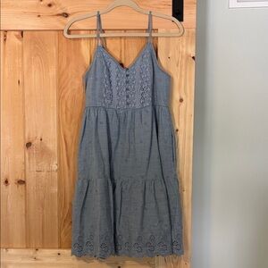 Blue Sleeveless Eyelet Dress